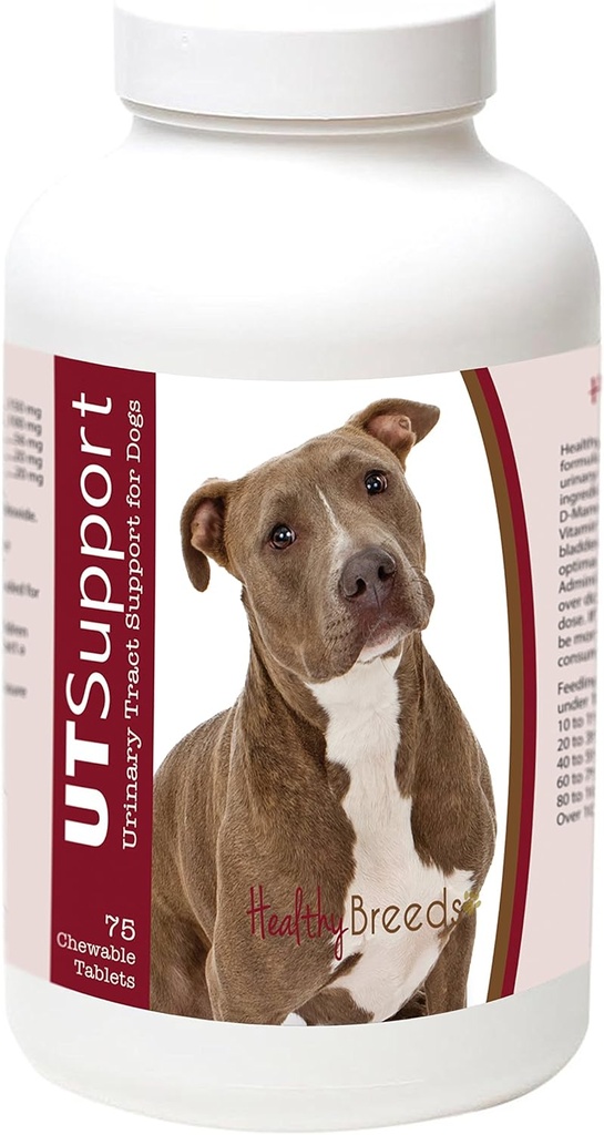 Breeds Healthy Pit Bull Cranberry Chewables - UT Support - Efficace pour aider à combattre les bactéries nuisibles et prévenir l'infection chez le chien - 75 Comte