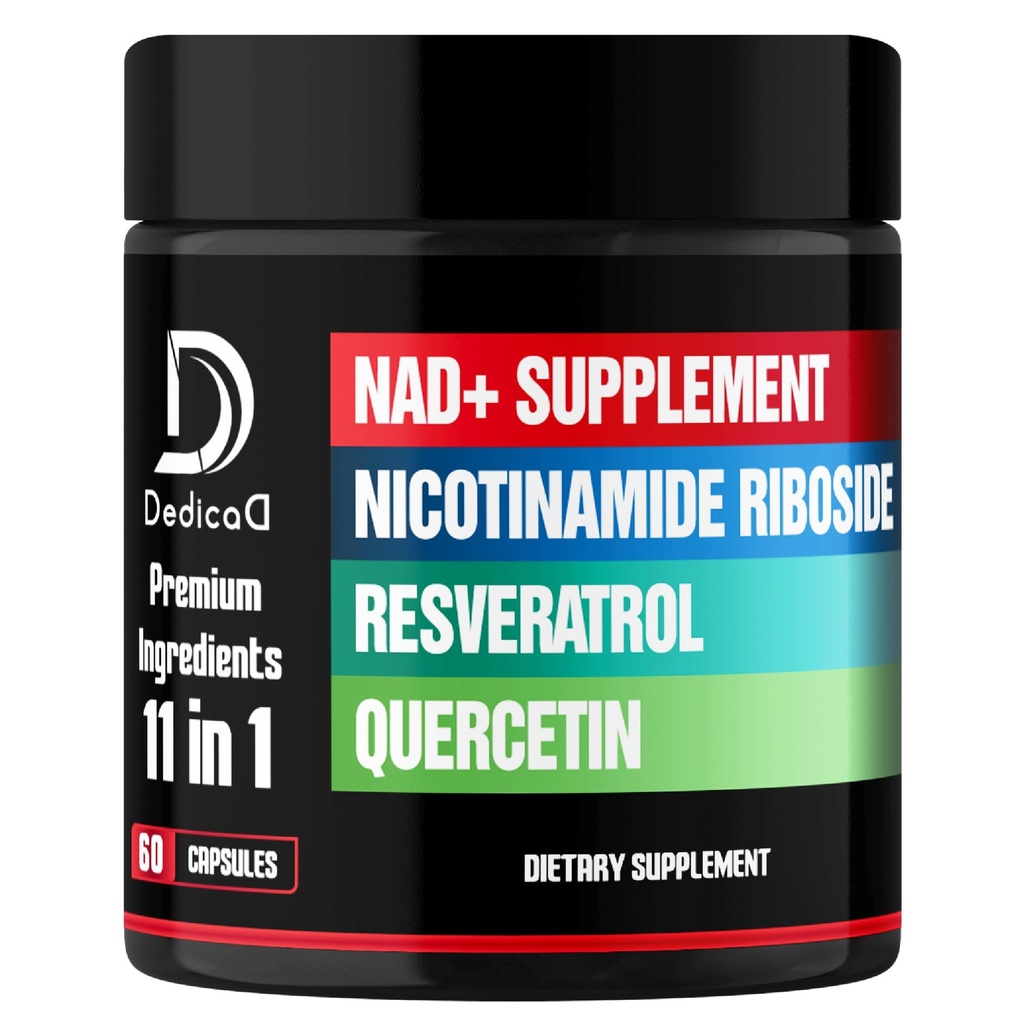 Supplément NAD 11en1 avec nicotinamide Riboside, Quercetin, resvératrol et 8 Plus - 2 mois d'approvisionnement
