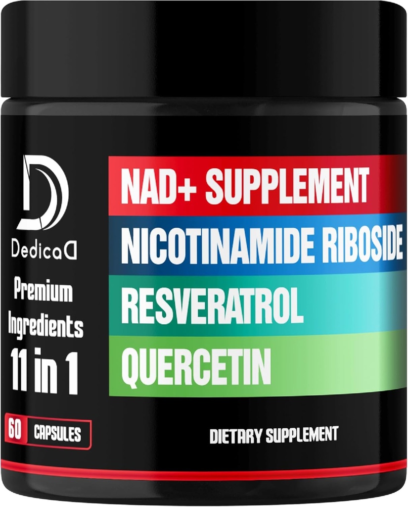 Supplément NAD 11en1 avec nicotinamide Riboside, Quercetin, resvératrol et 8 Plus - 2 mois d'approvisionnement