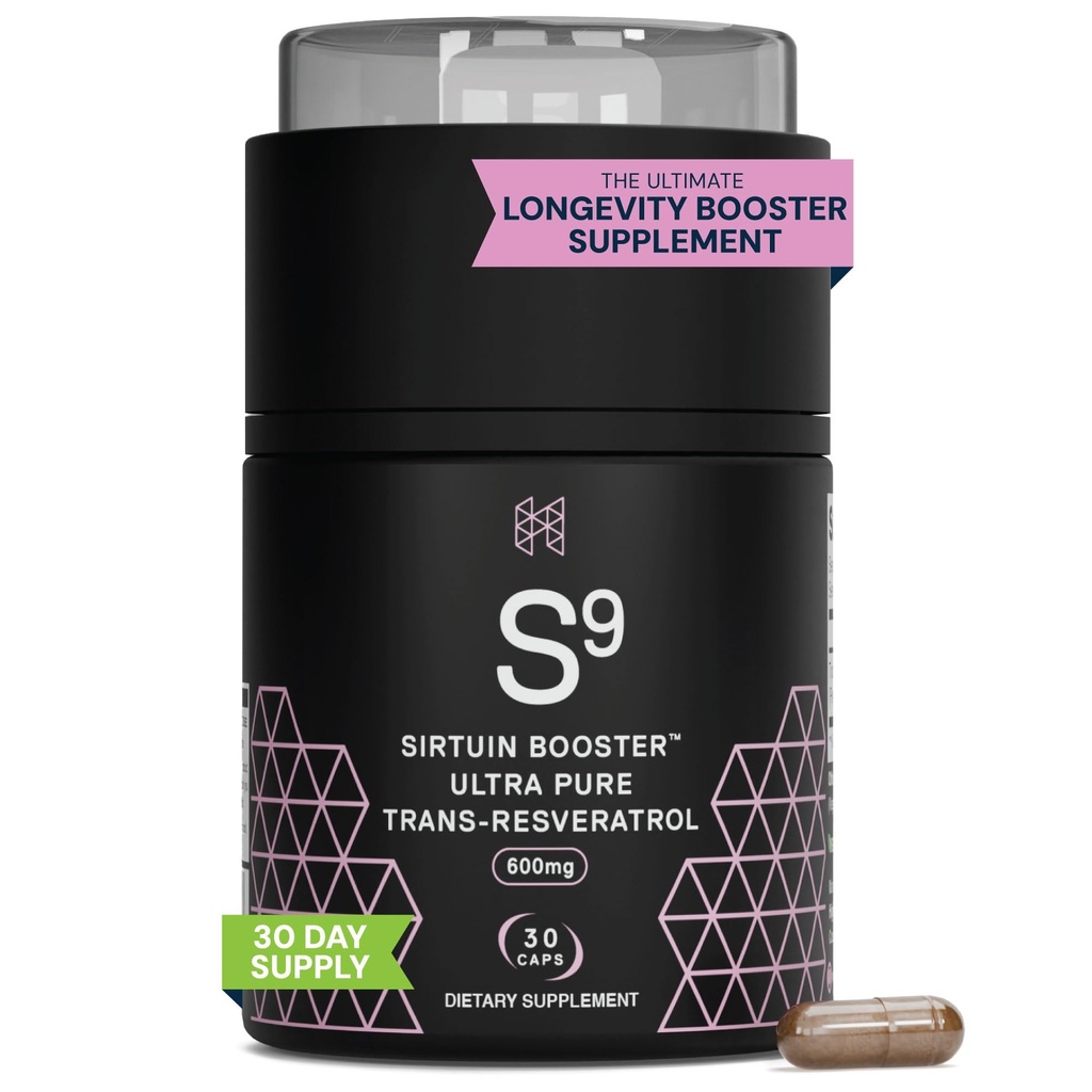 HPN Nutraceuticals SIRTUIN, extrait trans-résvératrol ultra pur à 98 %, Activateur de sirtuine, 600 mg de extrait trans-résvératrol à 98 %, 30 capsules