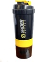 Bouteille de Shaker 5 In 1 Protéines - Série professionnelle Bouteille de Shaker pour Secouer Protéines et Bouteille de gymnastique Pré-entraînement,Avec Entreposage de Poudre, Plateau de Pill, Boule de Mixing, Coupe Shakes (jaune)
