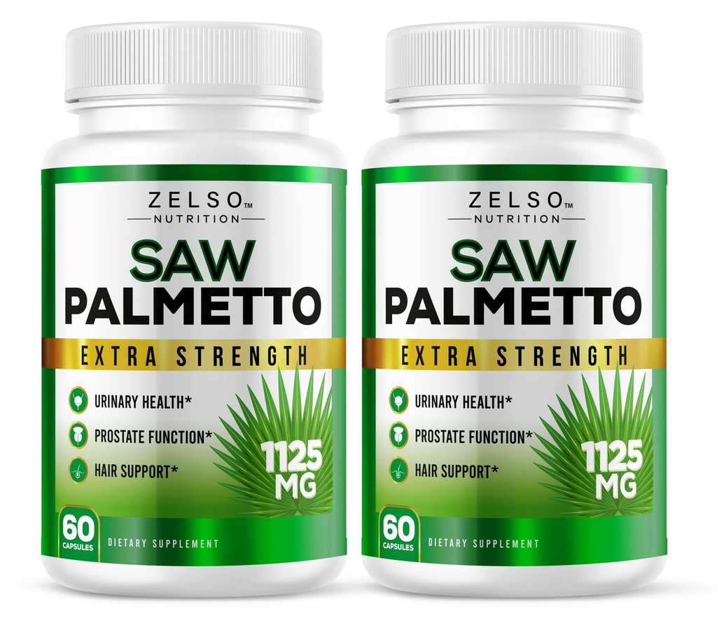 (2 Pack) Saw Palmetto Prostate Supplément pour les hommes, 3-en-1 avantages, DHT Blocker croissance des cheveux et bêta Blocker, santé urinaire, soutien de la fonction de la prostate, 2 mois d'approvisionnement
