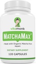 MATCHAMAXTM Capsules de Matcha biologique japonais - Pure pilules de thé vert de Matcha biologique pour une énergie zen lisse et un boost naturel - Supplément de Matcha végétalien emballé avec des antioxydants - 120ct