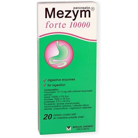 Grace nnvg Mezym Forte 10000, 20 comprimés (Supplément alimentaire, enzymes de pancréatine pour le soutien de la digestion)