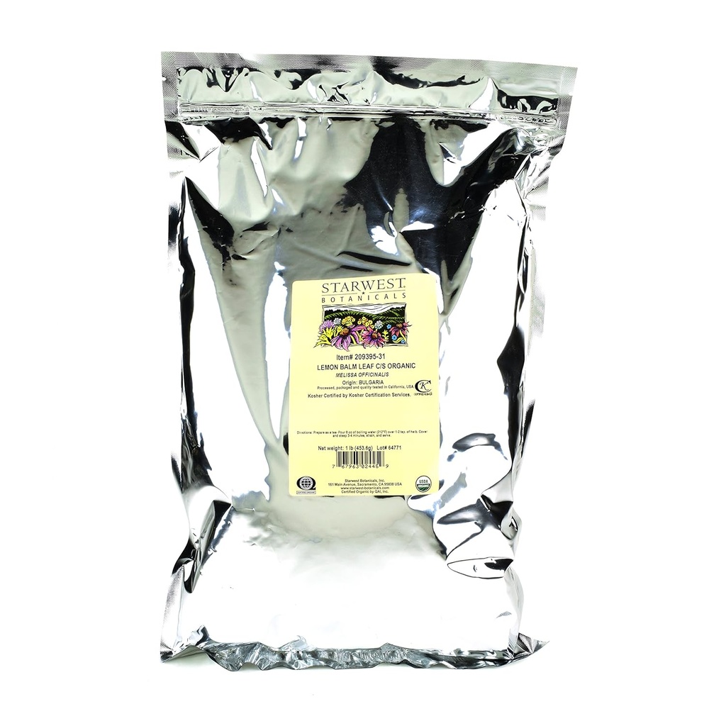 Starwest Botanicals Feuille de baume de citron biologique C/S, 1 livre