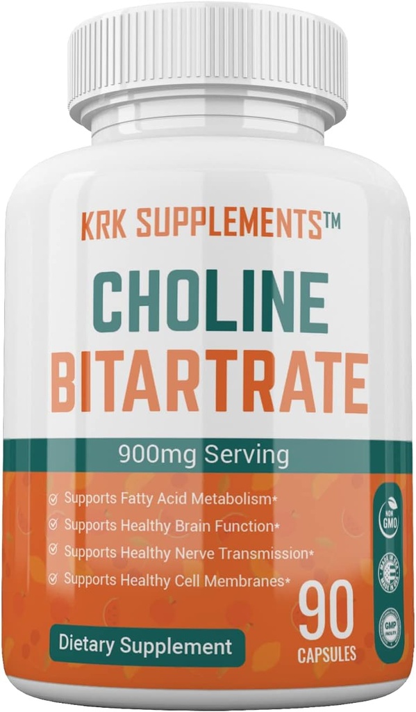 1 Pack Choline Bitartrate 900mg par portion 90 Capsules KRK Suppléments
