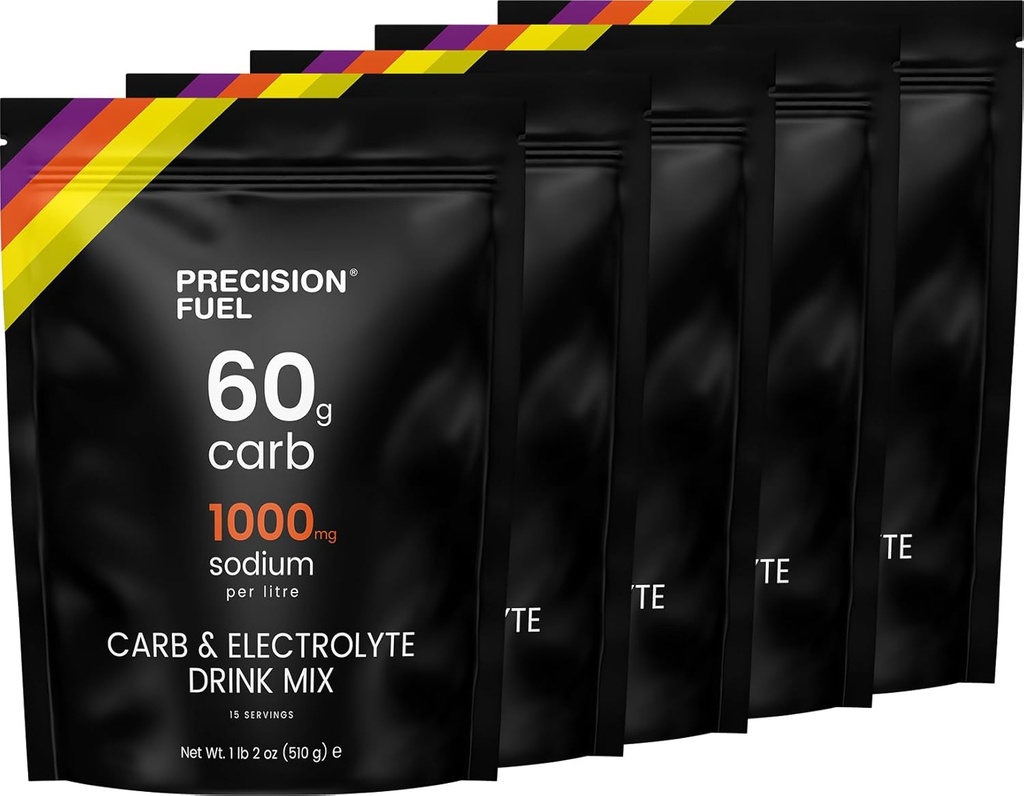 Fuel de précision PF 60 carbure et boisson électrolyte Mélange de poudre pour l'hydratation et l'énergie - Endurance Sports Nutrition, végétalien, hypotonique - 60g de carbure, 1000mg de sodium par litre - Mild Citrus Flavor