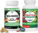 Lunakai États-Unis Superfood Fruits & Veggies Supplément & Irish Sea Moss Bundle avec 4 Mélanges, Huile de Graine Noire & Ashwagandha pour Immune & Wellness Support