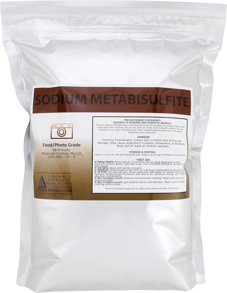 Duda Energy meta05 Métabisulfite de sodium Aliments Grade/Photo Grade 98, 5 lb.