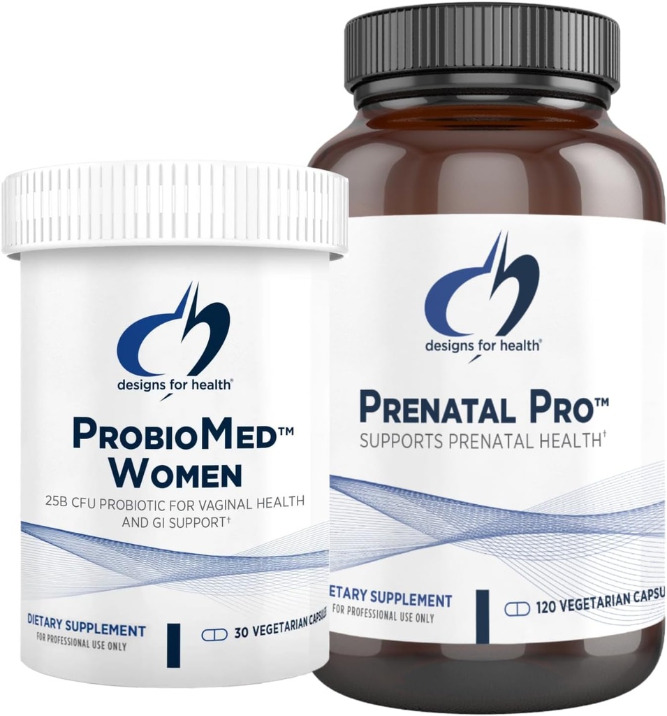 Conceptions pour la santé Bundle prénatale et probiotique - Prenatal Pro (180 capsules) Multivitamine prénatale avec folate et minéraux chélatés et ProbioMed Femmes (30 capsules) Gut Health & Vaginal Probiotic