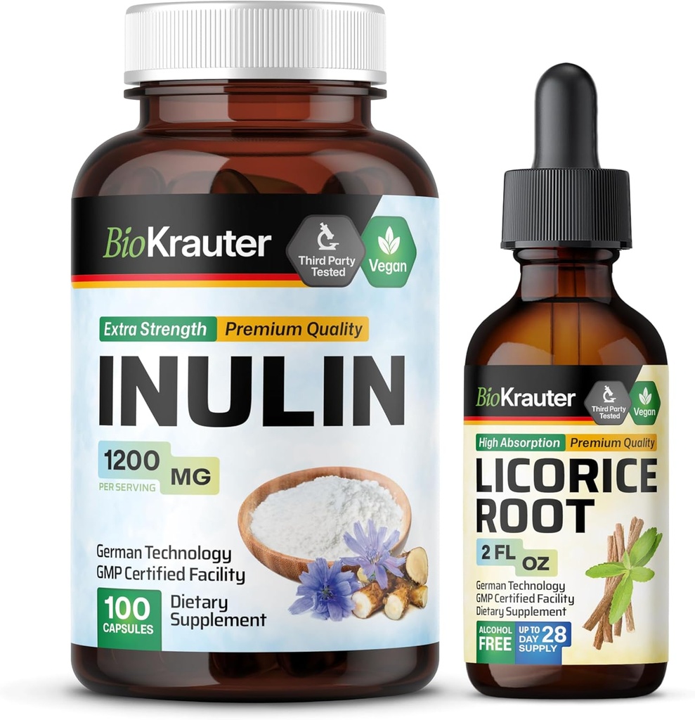 BIO KRAUTER Inuline 100 Capsules et Teinture de racine de réglisse 2 Fl. Oz.