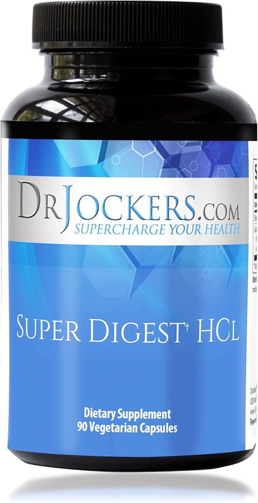 Super Digest HCL par le Dr Jockers, supplément de santé Gut, enzymes digestives avec HCl bétaïne, Pepsin, supplément de HCL, chlorhydrate de bétaïne, approvisionnement de 90 jours, bêtaine HCL avec Pepsin