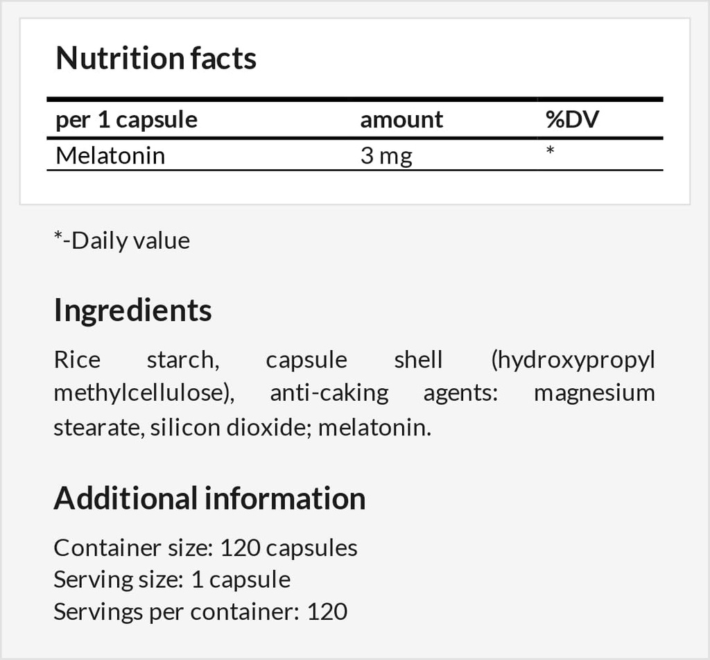 APOLLO'S HEGEMONY Melatonine 3mg 120 capsules.