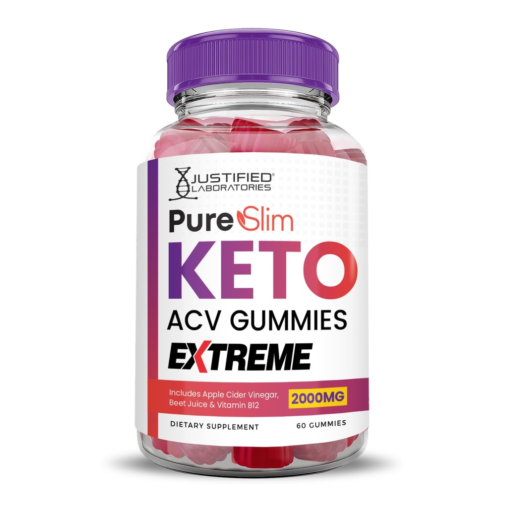 Laboratoires justifiés Pure Slim Keto ACV Gummies Extreme 2000MG PureSlim Keto Gummies Formule avancée vinaigre de cidre de pomme avec jus de betterave grenade poudre B12 végétalien non OGM 60 Gummys