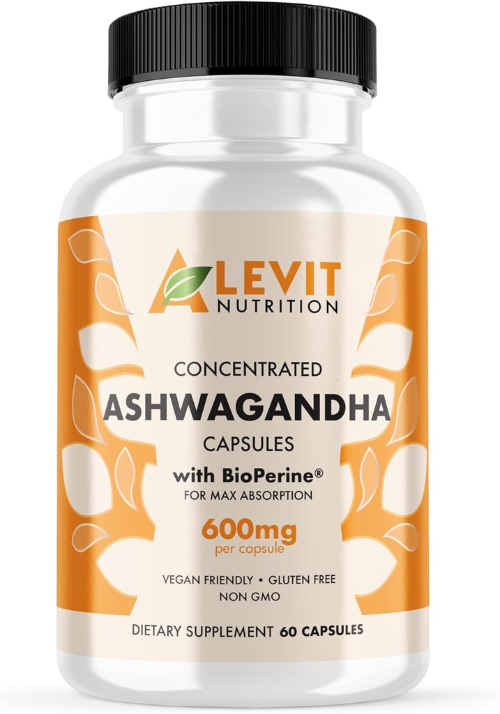 Ashwagandha biologique 600mg - 60 Compte (2-Mois) - Vegan - BioPerine pour l'absorption améliorée - Stress, humeur et bien-être