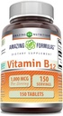 Formules étonnantes Supplément vitamine B12 $ 1000 Mg par portion $ Comprimés $ Non-GMO $ Sans gluten $ Fabriqué aux États-Unis (1 Pack, 150 Compte)