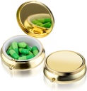 Pill Box Cute Petite Pill Box for Purse & Pocket Medicine Organizer Travel Pillbox Waterproof Pill Case Porte-conteneur en métal pour vitamines, huile de poisson, suppléments(Or)