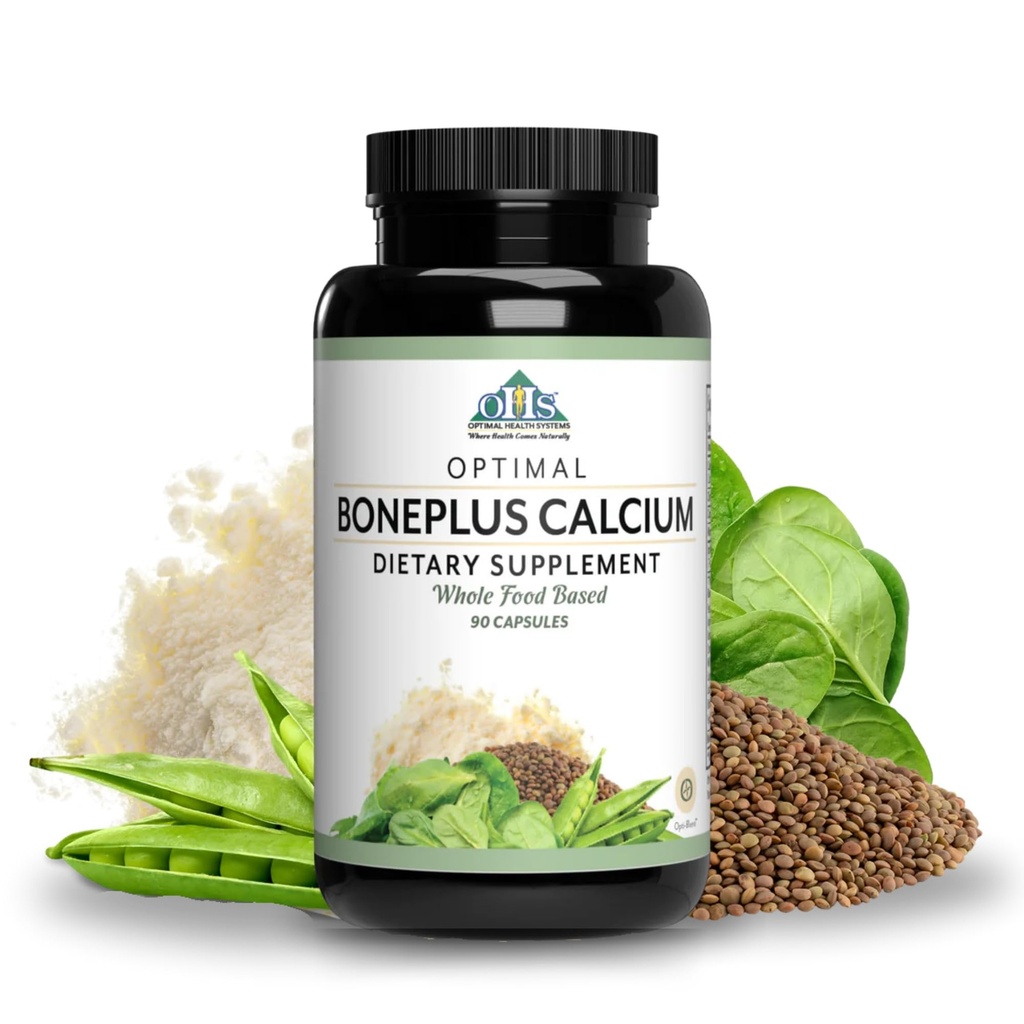 Systèmes de santé optimaux BonePlus Calcium fortement absorbant Calcium chélaté + Ipriflavone, Probiotiques, Enzymes végétaux