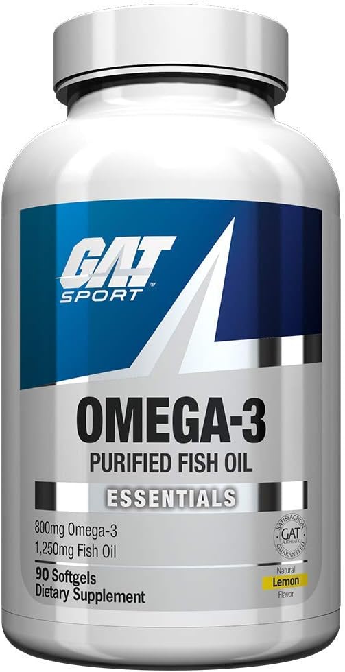 GAT SPORT Oméga-3 Huile de poisson, High Potency EPA, DHA, Cerveau, GLP1 Support, 90 Softgels