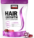 Facteur de force Accélérateur de croissance des cheveux Soft Chews, Vitamines de croissance des cheveux pour les femmes et les hommes avec Lustriva cliniquement étudié et la biotine, favorise les cheveux épais, plus pleins, plus forts, Berry mélangé, 60 Chews doux
