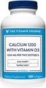 Calcium (carbonate) 1200mg – Minéral essentiel pour la santé des os et des dents, 100% de la valeur quotidienne – Ajout de 400UI de vitamine D pour aider à l'absorption (120 Softgels) par le magasin de vitamines