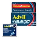 Advil double action avec l'acétaminophène et l'Ibuprofène (2 équivalents de dose) pour 8 heures de soulagement de la douleur, enduit 144 Ct Caplets et 2 Ct.
