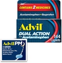 Advil double action avec l'acétaminophène et l'Ibuprofène (2 équivalents de dose) pour 8 heures de soulagement de la douleur, enduit 144 Ct Caplets et 2 Ct.