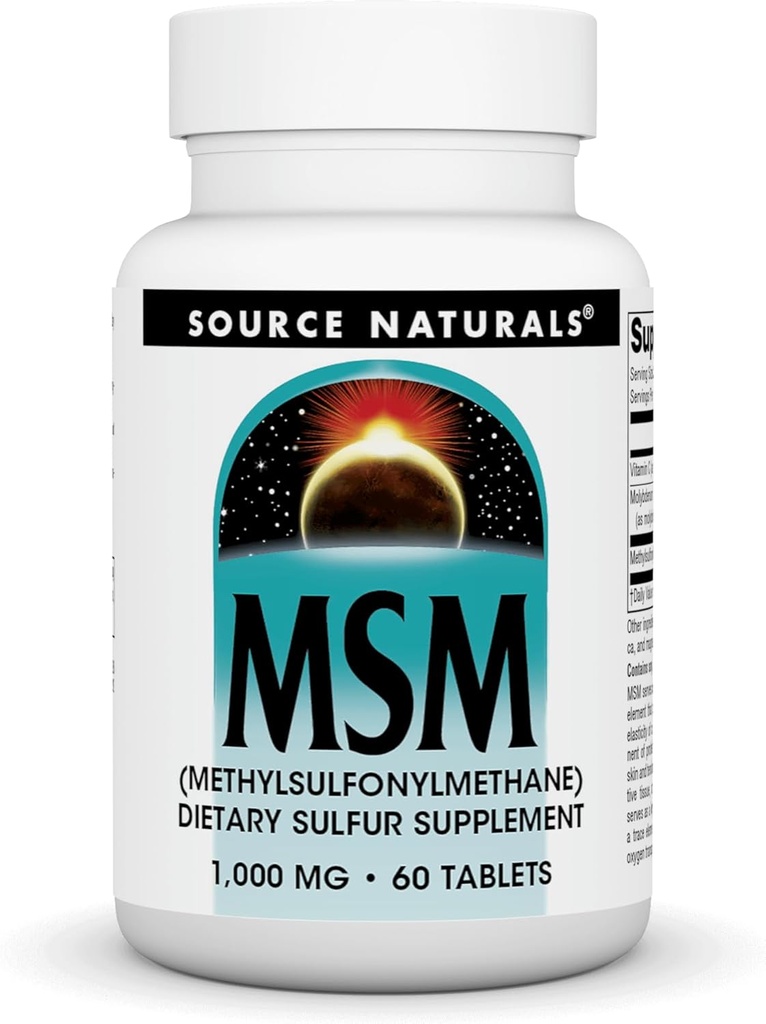 Source Naturals MSM (methylsulfonylmethane), a Dietary Sulfer Supplement, 1,000 MG - 60 Tablets