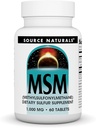 Source Naturals MSM (méthylsulfonylméthane), supplément de sulfate alimentaire, 1 000 MG - 60 comprimés