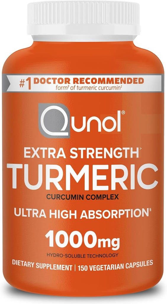 Qunol Turmeric Curcumin Supplement, 1000mg with Ultra High Absorption, for Joint Support, Extra Strength Capsules, 150 Count