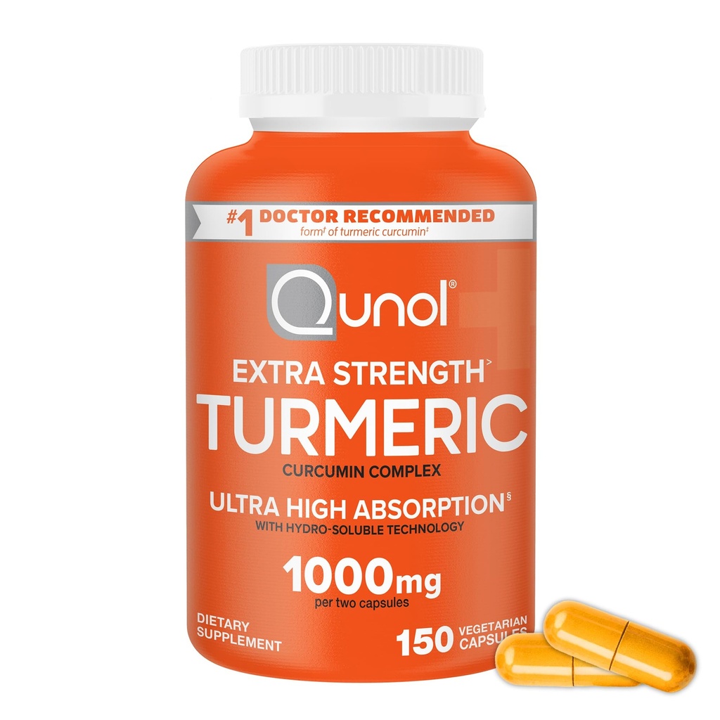 Supplément curcumin curcumin curcuma de Qunol, 1000mg avec une absorption ultra élevée, pour le soutien des articulations, capsules de force supplémentaire, 150 Compte