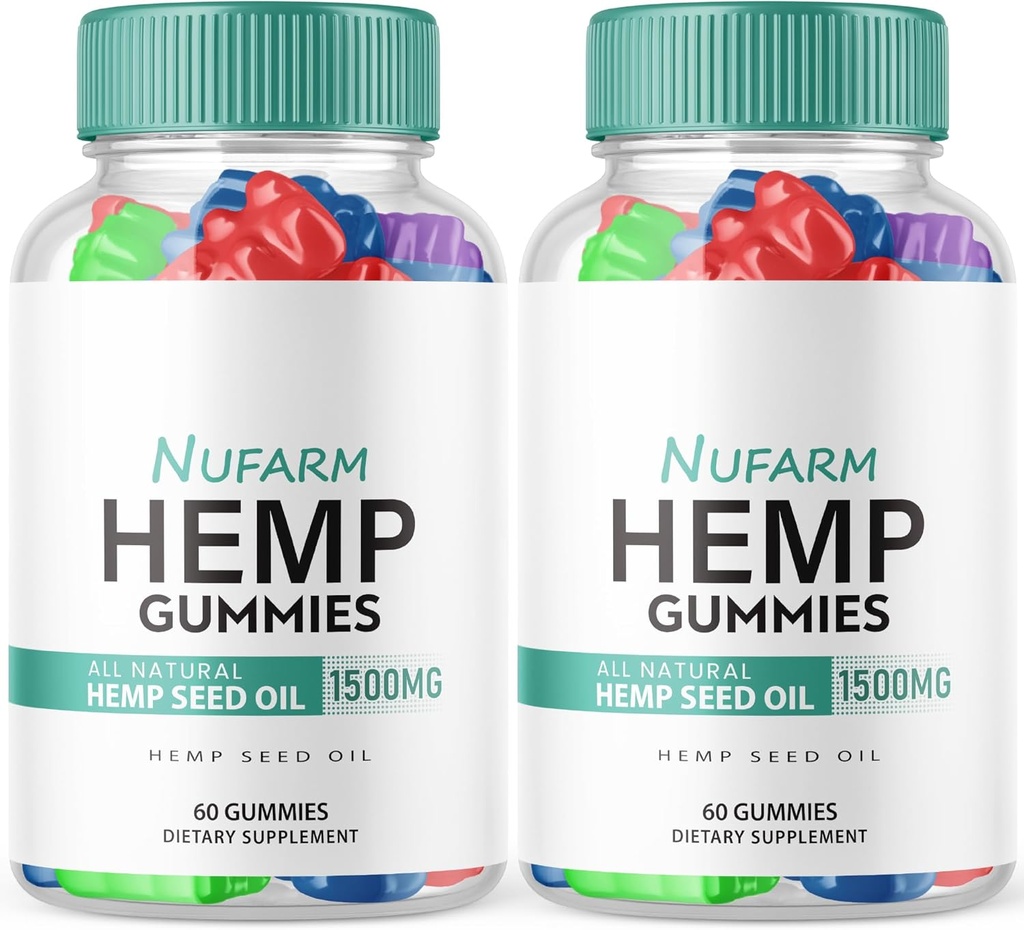 (2 Pack) Gommies de chanvre Nufarm - Formule officielle - Gommies de la nouvelle ferme avec extrait de chanvre Performance, Gommies de la ferme Nu Grand Goût, Bio Heal Grande Taille Gommy, Nouveau 2023 1500mg par bouteille Nouveau (120 Gommies)