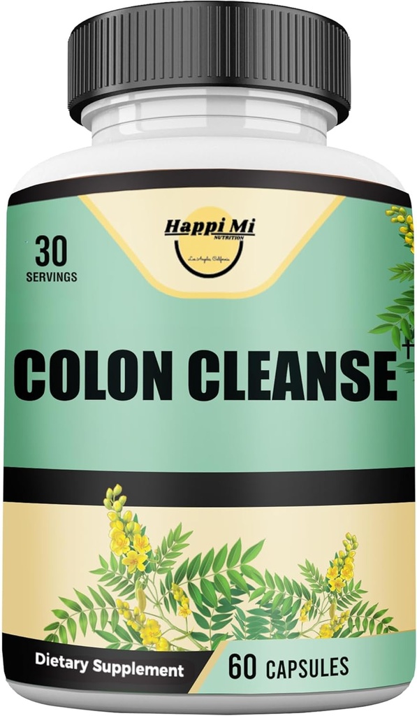 Colon Cleanse, Colon Detox, toute la formule à base de plantes naturelles, soutenir les mouvements de Bowel en santé, Gut Health & Healthy Metabolism Support, non-OGM - 60 capsules végétales 30 portions