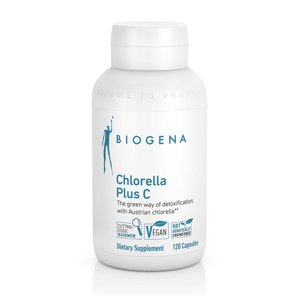 BIOGENA WISSEN SCHAFFT GESUNDHEIT Chlorella Plus C – Alga verte soutenant le détox** – Capsules contenant 900 mg de poudre de Chlorella Vulgaris organique - Supplément non OGM