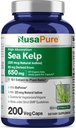 NusaPure Sea Kelp Natural Iodine 325mcg 10:1 Extract, 65 mg Equivalent to 650 mg Capsule 200 Count (Non-GMO, Vegan)