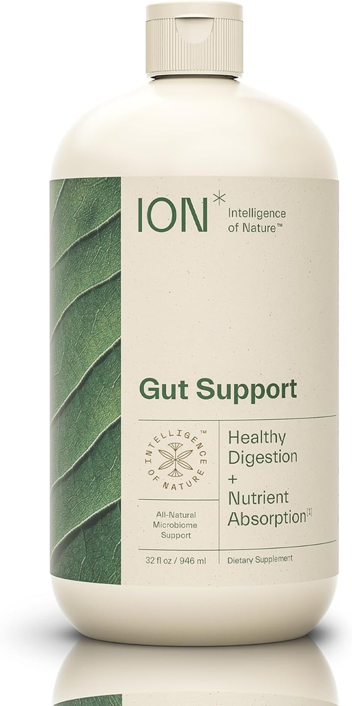 ION* Intelligence de la nature Gut Support Supplément liquide - Gouttes liquides Gut & Digestive santé, nettoyage et désintoxication avec extrait humique pour les femmes et les hommes, les adultes et les enfants 4+ - 32 fl oz (paquet de 1)