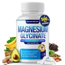 Supplément de magnésium glycinate 500mg - Chélaté pour haute absorption et soutien de la biodisponibilité Sommeil, Muscle, os, crampes, récupération et énergie, Vegan Non-OGM 90 Capsules