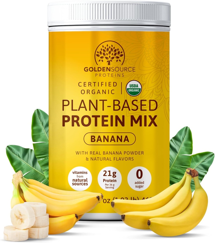 Banane - Poudre de protéines à base végétale, mélange de protéines, poudre de protéines avec vitamines et minéraux, 20g de protéines et profil complet de l'acide amino, poudre de protéines végétalienne