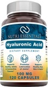 Supplément alimentaire à l'acide hyaluronique - 100 mg 120 capsules (non-OGM) - Les meilleurs suppléments pour la santé articulaire, soins de la peau et plus*
