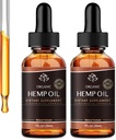 Hemp Oil - 2 Packs 800,000 Maximum Strength - Pure & CO2 Extract Drops - 100% Natural Organic, Vegan, Non-GMO,
