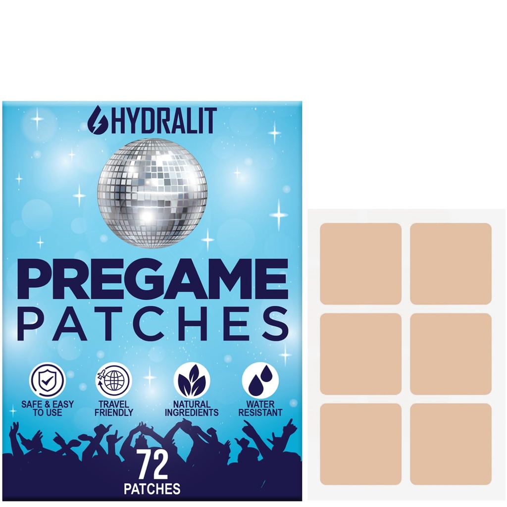 Happy Hour Patches de la gueule de bois Aide à la fête Hydratation Alcool Recovery Patch Lasting Formule naturelle meilleurs matins après la nuit se réveiller rafraîchis Prégame 72 Pack