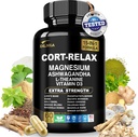 Supplément de cortisol super calme avec Glycinat de magnésium, Ashwagandha KSM-66, L-Theanine, Phosphatidylserine, Ginkgo Biloba & Lions Mane pour calme, focalisation, clarté mentale, relaxation, sommeil, énergie