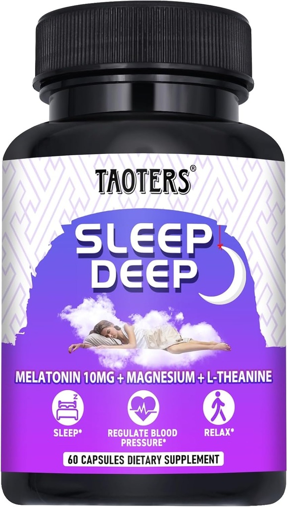 Mélatonine 10mg avec L-Theanine, Magnésium et plus de soutien pour le sommeil pour les adultes.