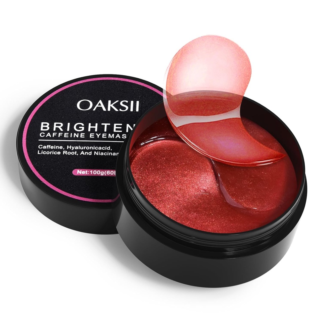 Masques de caféine sous les yeux, 60 pcs Patchs d'éclaircissement des yeux pour les cercles sombres et le puffines avec l'acide hyaluronique, Réduire les cercles foncés Gel Pad Eye