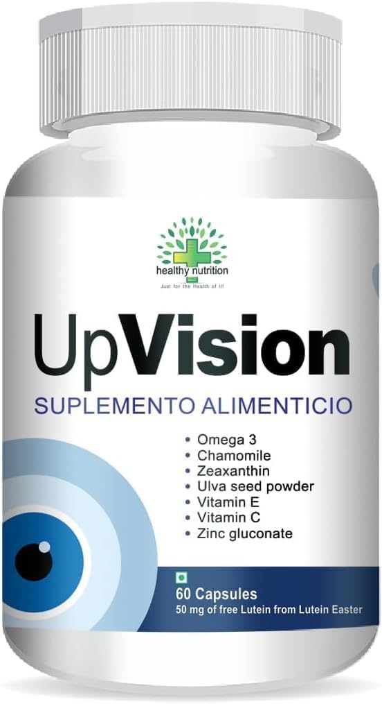 Suppléant générique de soins oculaires Upvision pour la santé oculaire avec Oméga-3, Vitamine E, VIT A, VIT C, Lutéine, Zeaxanthin, VIT B2 Végétarien 60 Capsules-Pack de 1
