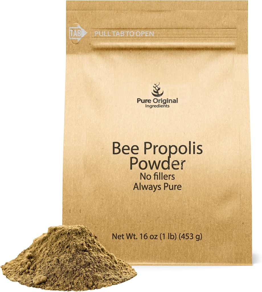 PURE INGREDIENTS ORIGINAUX Poudre de propolis d'abeille (1 lb) Pas de remplissage, laboratoire vérifié, toujours pur