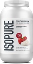 Isopure Zero Carb 100% pure poudre de protéines de lactosérum, sans gluten, avec vitamines, fraises et crème, 25g de protéines par portion, 3 Lbs, 44 portions (paquetage mai vary)