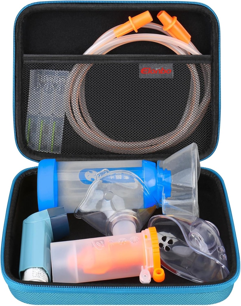 Elonbo étui de transport pour nébuliseur Kits de rechange de pièces / Inhalateur d'asthme / Inhalateur masques d'espaceur / Nebuliseur Tubing accessoires de la bouche de remplacement, poche de nébuliseur d'inhalateur portatif (cas seulement)