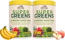 Country Farms Super Greens Powder Smoothie, Super Foods biologiques, USDA Mélange de boissons biologiques, Fruits, Légumes, Champignons, Superfood Nutrition, 40 portions, 2 Pack
