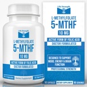 L-Methylfolate 10 MG, Folate de méthyle optimisé et hautement bioactif, Supplément 5-MTHF pour le soutien de l'humeur et de l'immunité, complément de régime naturel pour l'énergie, sans OGM et sans gluten, 90 capsules